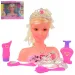 Angell: Cap de păpușă pieptănabilă se poate coafa cu tiara și accesorii 21 cm