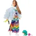 Barbie: Extravagant păpușă în haine curcubeu - Mattel