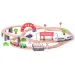 Cale ferată de tren din lemn cu locomotivă cu baterie set de 60 bucăți - Woodyland