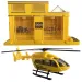 Construcție mare cu vehicule, clădire și elicopter set de joacă din 9 piese