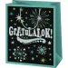 Felicitări! pungă cadou exclusivă verde dimensiune normală 11x6x15cm