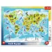 Harta Lumii cu animale 25 bucăți puzzle cu ramă - Trefl