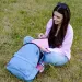 Must: Geantă școală rotunjită albastru deschis cu patru compartimente, rucsac 32x17x42cm