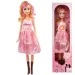 Nicky: Papusa de moda uriasa cu par blond intr-o rochie roz cu efecte sonore 56cm