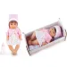 Păpușă pipi în haine cu stele și sunete cu pătuț 30cm