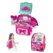 Pink set transportabil 2in1 masuță de înfrumusețare în rucsac set de joacă