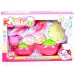Set ceainic culoarea roz cu gofre și accesorii