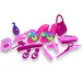 Set de frumusețe cu accesorii pentru coafor, pantofi și cercei într-o geantă