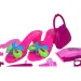 Set de frumusețe cu accesorii pentru coafor, pantofi și cercei într-o geantă