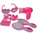 Set de frumusețe roz din 8 piese cu uscător de păr, ochelari de soare și accesorii
