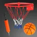 Set de inele metalice de baschet cu plasă colorată, cu minge și pompă 22cm