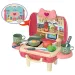 Set de joacă de bucătărie culoarea roz în valiză care se închide 25 bucăți set