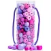 Set mărgele creative roz lemn în tub